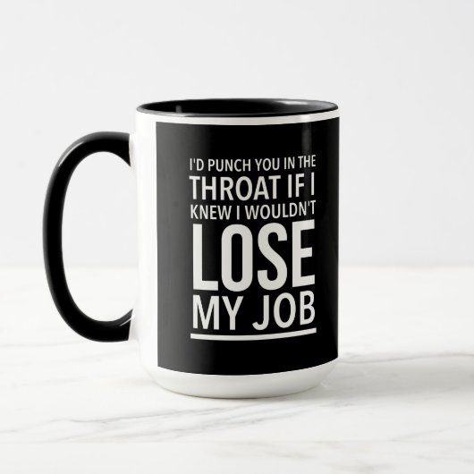 Mug Throat punch drôle employé cite blanc (Gauche)