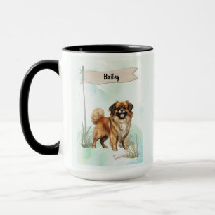 Mug Tibétain Épagneul Aquarelle Chien Personnalisé