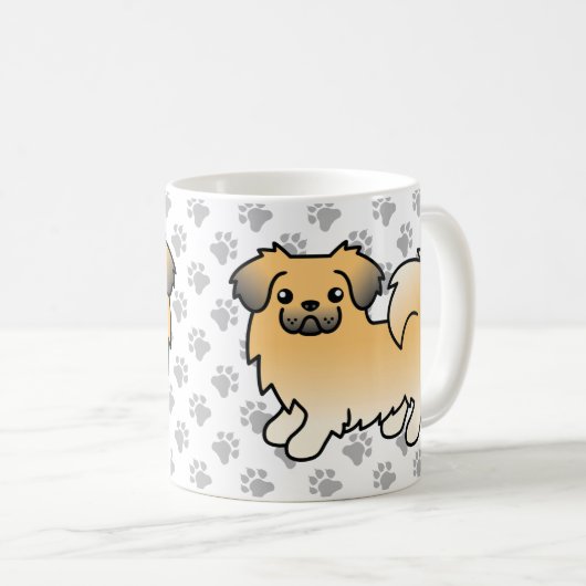 Mug Tibétain Spaniel Fawn Sable Chien de Dessin Animé (Devant droit)