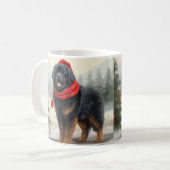 Mug Tibetan Mastiff dans la neige de Noël (Devant gauche)
