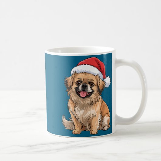 Mug Tibetan Spaniel Dog Christmas Santa Hat Pet Dog Lo (Droite)