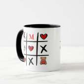 Mug Tic Tac Toe Moderne de la Saint-Valentin Initiale (Devant gauche)