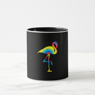 Mug Tie Dye Flamant rose arc-en-ciel Imprimer Oiseau A