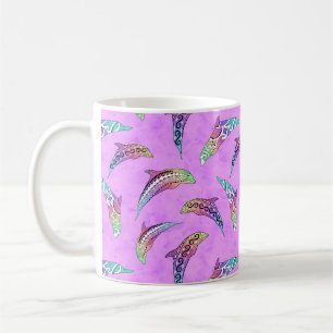 Mug Tie Dye Rose Animaux Marins Dauphins Marlins