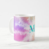 Mug Tie Dye Rose Orange Turquoise Violet Monogramme (Devant gauche)
