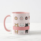 Mug Tiernos gatitos en fondo rosa con flores (Gauche)