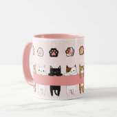 Mug Tiernos gatitos en fondo rosa con flores (Devant gauche)