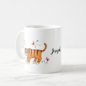 Mug Tiger Art comique face Tiger Big cat nom personnal (Devant gauche)