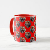 Mug Tiger Head Pattern Design Red (Devant gauche)