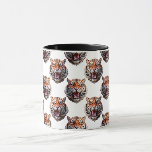Mug Tiger Head Pattern Design - White (Centre)