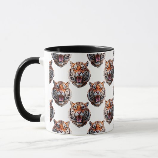 Mug Tiger Head Pattern Design - White (Gauche)