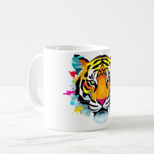 Mug Tiger Head Polygon Art Abstrait (Devant gauche)