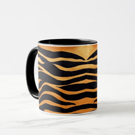 Mug Tiger imprimé Musique dorée et noire (Devant gauche)
