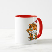 Mug Tiger Noël Animaux d'hiver Tigers de vacances (Devant droit)