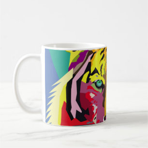 Mug Tiger Pop Art Portrait, pop, tigre, animal, facial