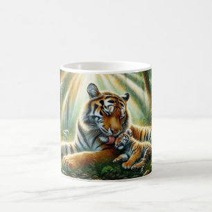 Mug Tigers dans une jungle luxuriante peinture aquarel