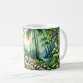 Mug Tigers dans une jungle luxuriante peinture aquarel (Devant droit)