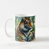 Mug Tigers dans une jungle luxuriante peinture aquarel (Gauche)
