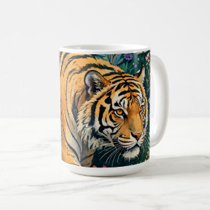 Mug Tigre aux Yeux Ambrés Feuillage de la Jungle Fanta