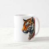 Mug Tigre de Steampunk avec illustration Rose. (Devant droit)