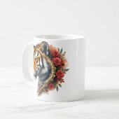 Mug Tigre de Steampunk avec illustration Rose. (Devant gauche)