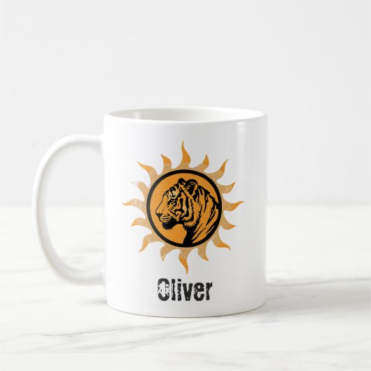 Mug Tigre faune vintage Soleil (Gauche)
