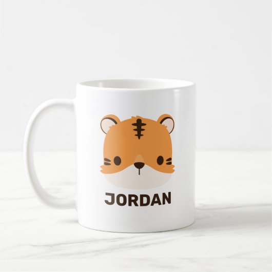 Mug Tigre mignon avec nom personnalisé (Gauche)