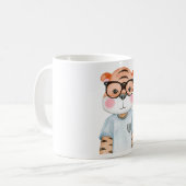Mug Tigre mignon portant des lunettes Illustration Caf (Devant gauche)