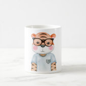 Mug Tigre mignon portant des lunettes Illustration Caf (Centre)