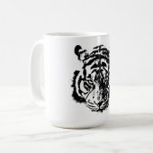 Mug Tigre noir et blanc Pop Art Motivation (Devant gauche)