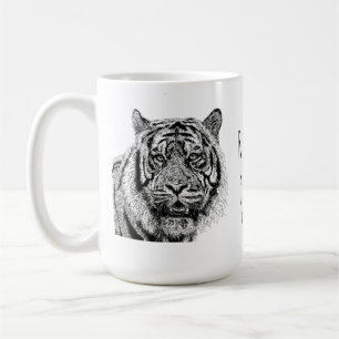 Mug Tigre personnalisé Monogramme noir et blanc Citati