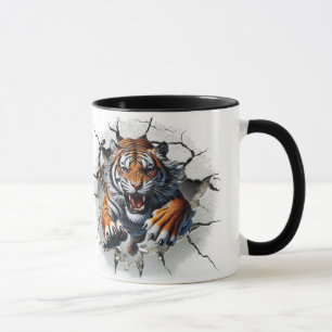 Mug Tigre sortant d'un mur fissuré