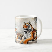 Mug Tigres à l'aquarelle du repos (Devant droit)