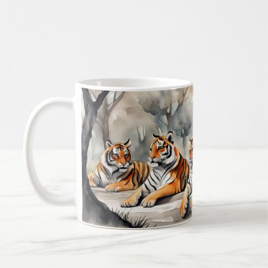Mug Tigres à l'aquarelle du repos (Gauche)