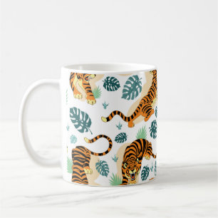 Mug Tigres Feuilles tropicaux : Illustration Vintage.