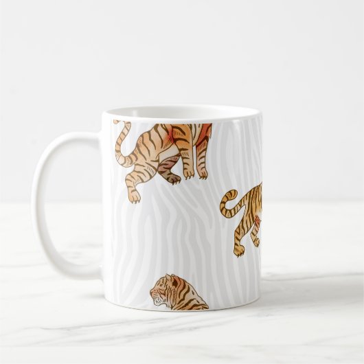 Mug Tigres sauvages : Motif d'animaux d'aquarelle. (Gauche)