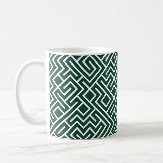 Mug Tiled Lines Generative (Dark Green Fill) Unique (Gauche)