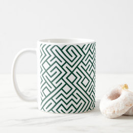 Mug Tiled Lines Generative (Dark Green Line) Unique