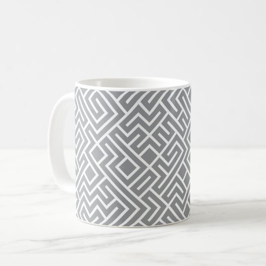 Mug Tiled Lines Generative (Grey Fill) Unique (Devant gauche)