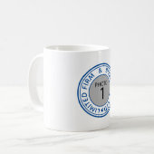 Mug Timbre bleu original Créez votre propre PHOTO et v (Devant gauche)