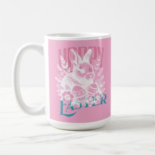 Mug Timbre de lapin de Pâques sauteur rose (Gauche)