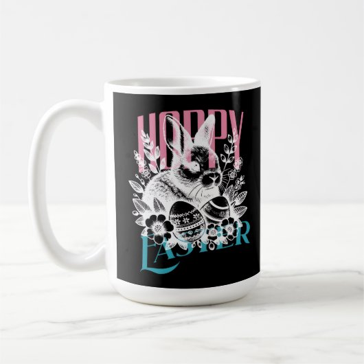 Mug Timbre de lapin de Pâques sautillant rose (Gauche)