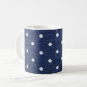 Mug Timbre de pois : texture en tissu denim. (Devant gauche)