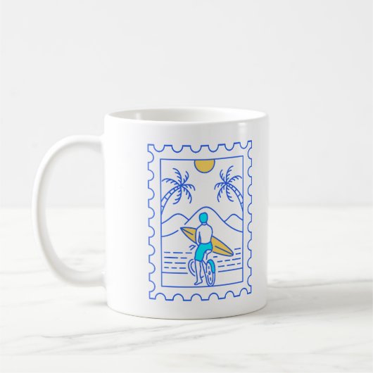 Mug Timbre postal de surf d'été 1 (Gauche)