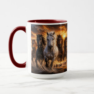 Mug Timbre Sauvage – Art de Chevaux Majestueux en Cour
