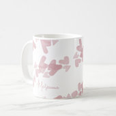 Mug Timbres de cœur à l'aquarelle Nom de script rose (Devant gauche)