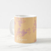 Mug Timbres de cœur à l'aquarelle Nom de script rose O (Devant gauche)