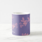 Mug Timbres de cœur à l'aquarelle Nom de script rose V (Centre)