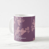 Mug Timbres de cœur à l'aquarelle Rose Script Nom Mauv (Devant gauche)