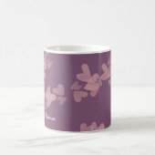 Mug Timbres de cœur à l'aquarelle Rose Script Nom Mauv (Centre)
